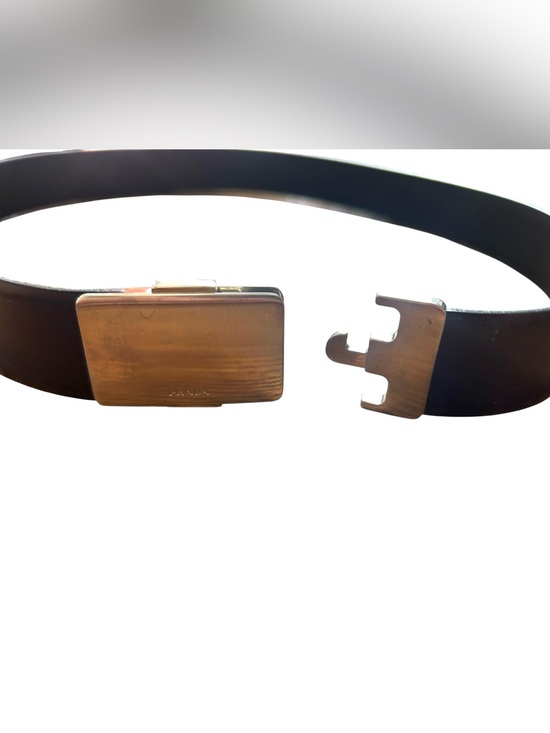 Prada Black Leather Silver Buckle Belt Sz XS 30 Italy main image 6